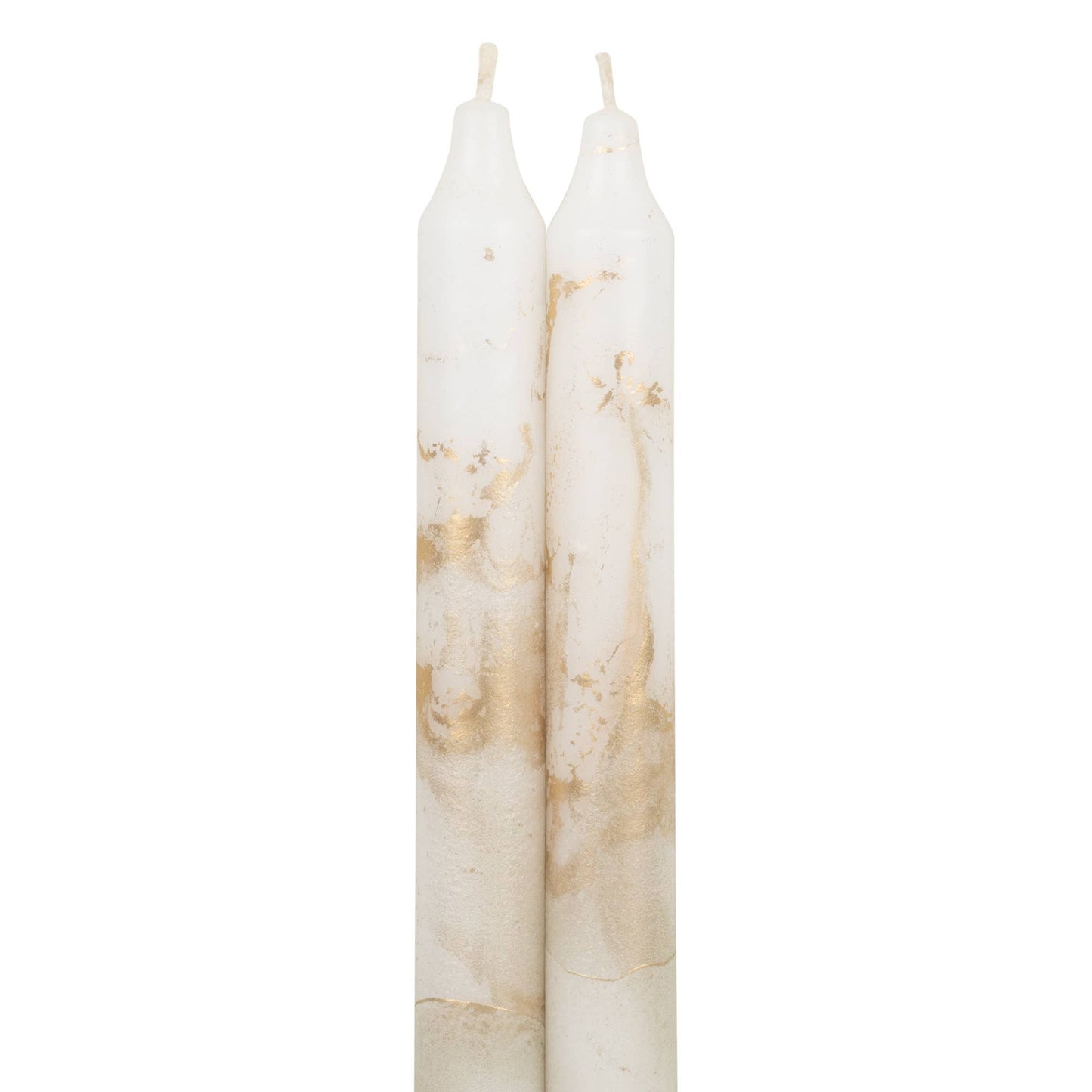 Northern Lights - 12" Decorative Tapers 2pk - White w/ Gold: White w/ Gold