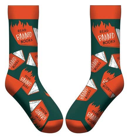 Gibbs Smith - Banned Books Socks (Flames) (LoveLit Book Theme)