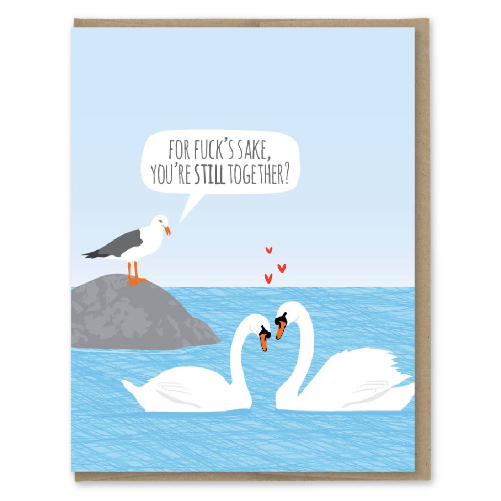 Modern Printed Matter - Anniversary Swans Seagull Card