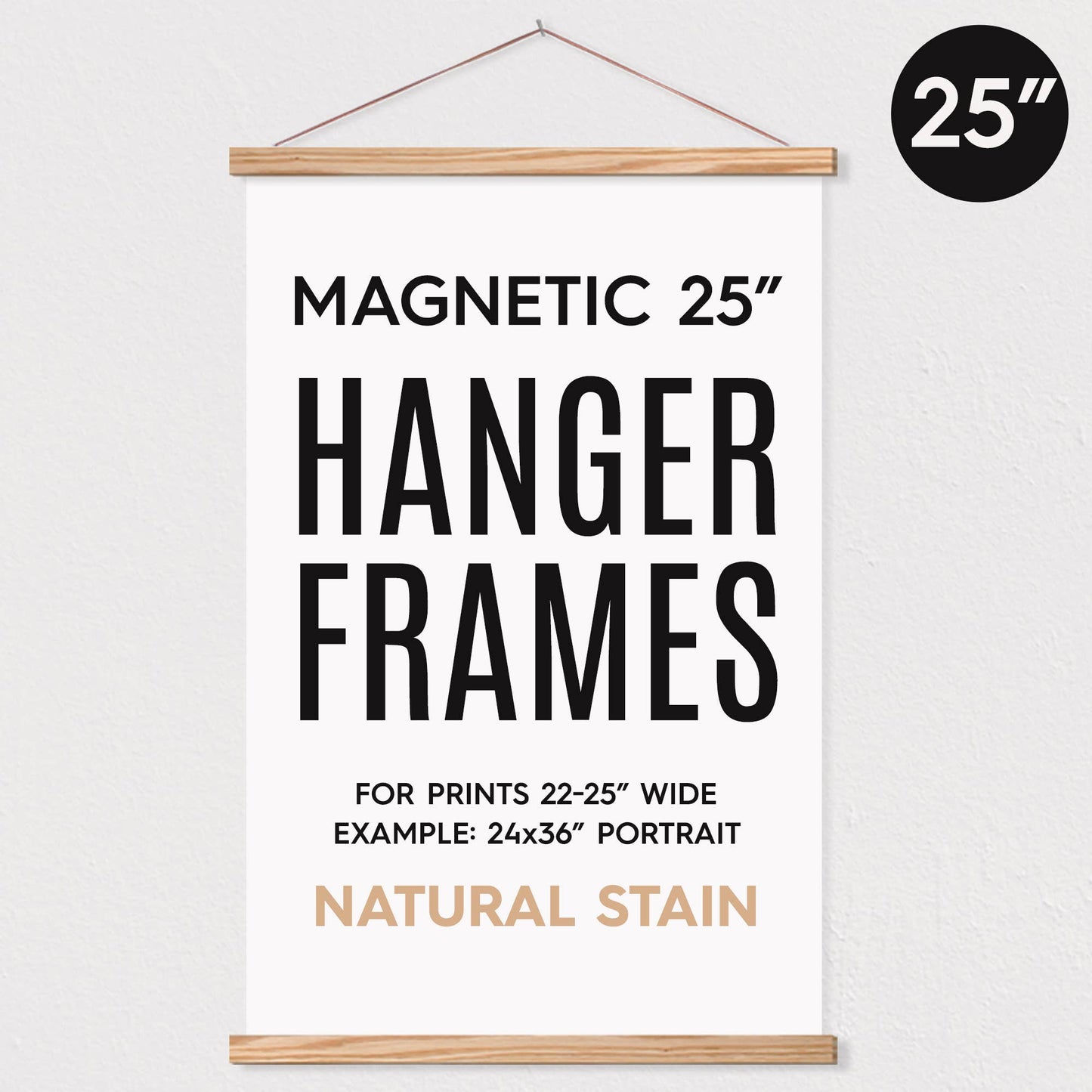 Hanger Frames - 25" MAGNETIC Poster Hanger Frame for 24x36" Portrait Print: Aged Oak Stain