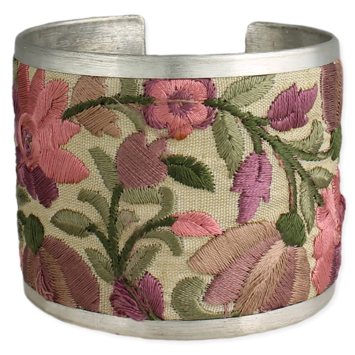 ZAD - Light Pink Flower Embroidered Elegance Cuff Bracelet