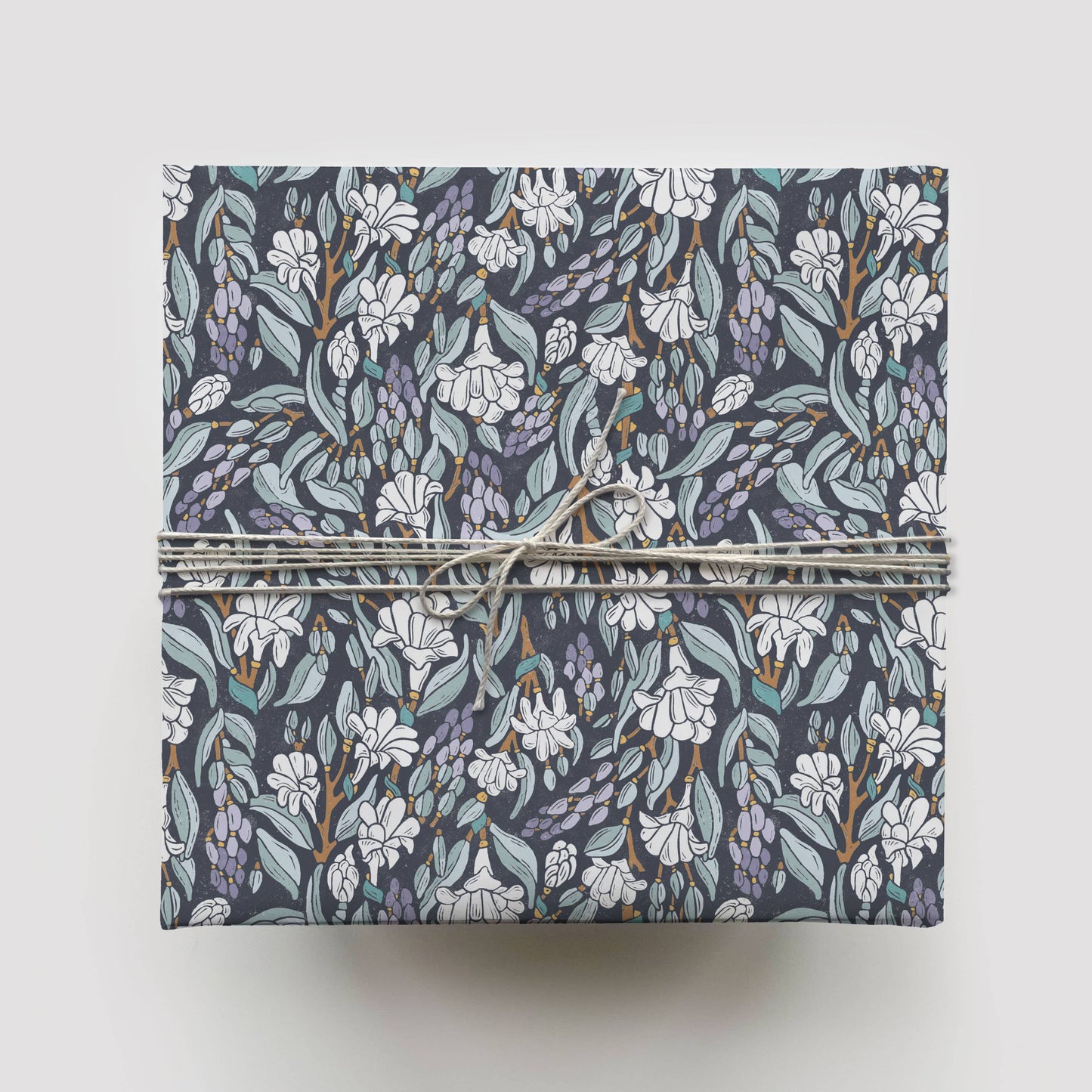 Moonlit Tuberose Gift Wrap: Roll of 3 Sheets - Root & Branch Paper Co.
