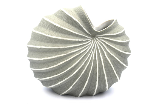 Art Floral Trading LLC - 1280GREY17 PALM S - GREY17 COCKLE Porcelain Ceramic Bud Vase