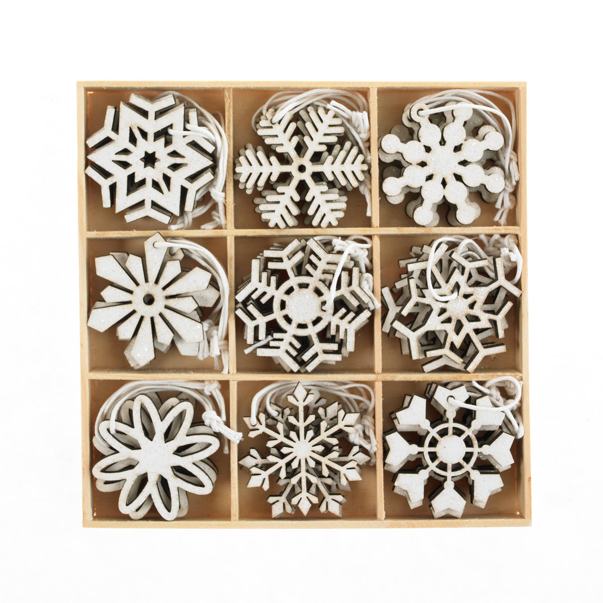 Silver Tree Home & Holiday - Set of 36 glitter /painted mini snowflake ornaments