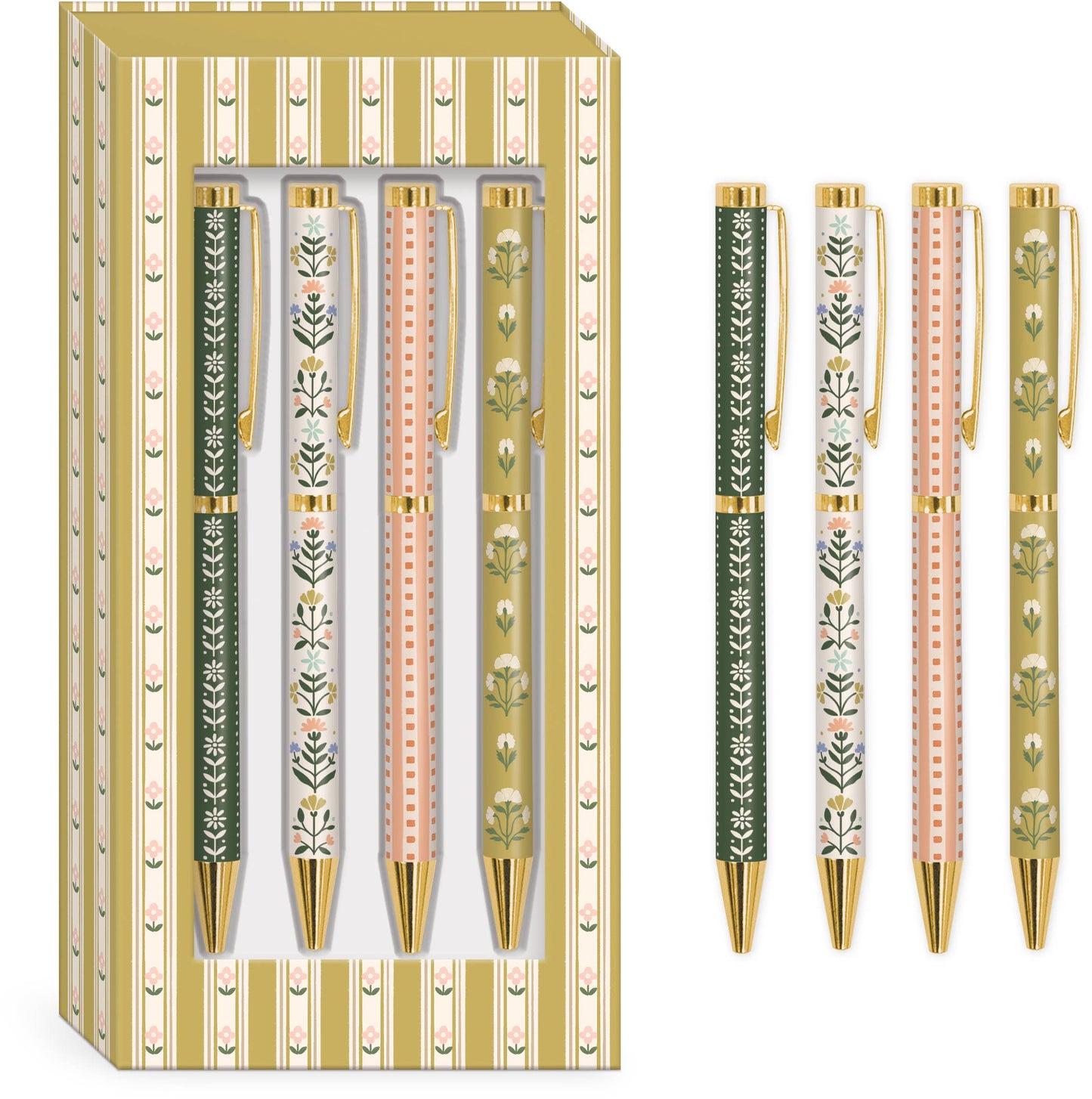 Lady Jayne - Mustard Stripe Boxed Pens