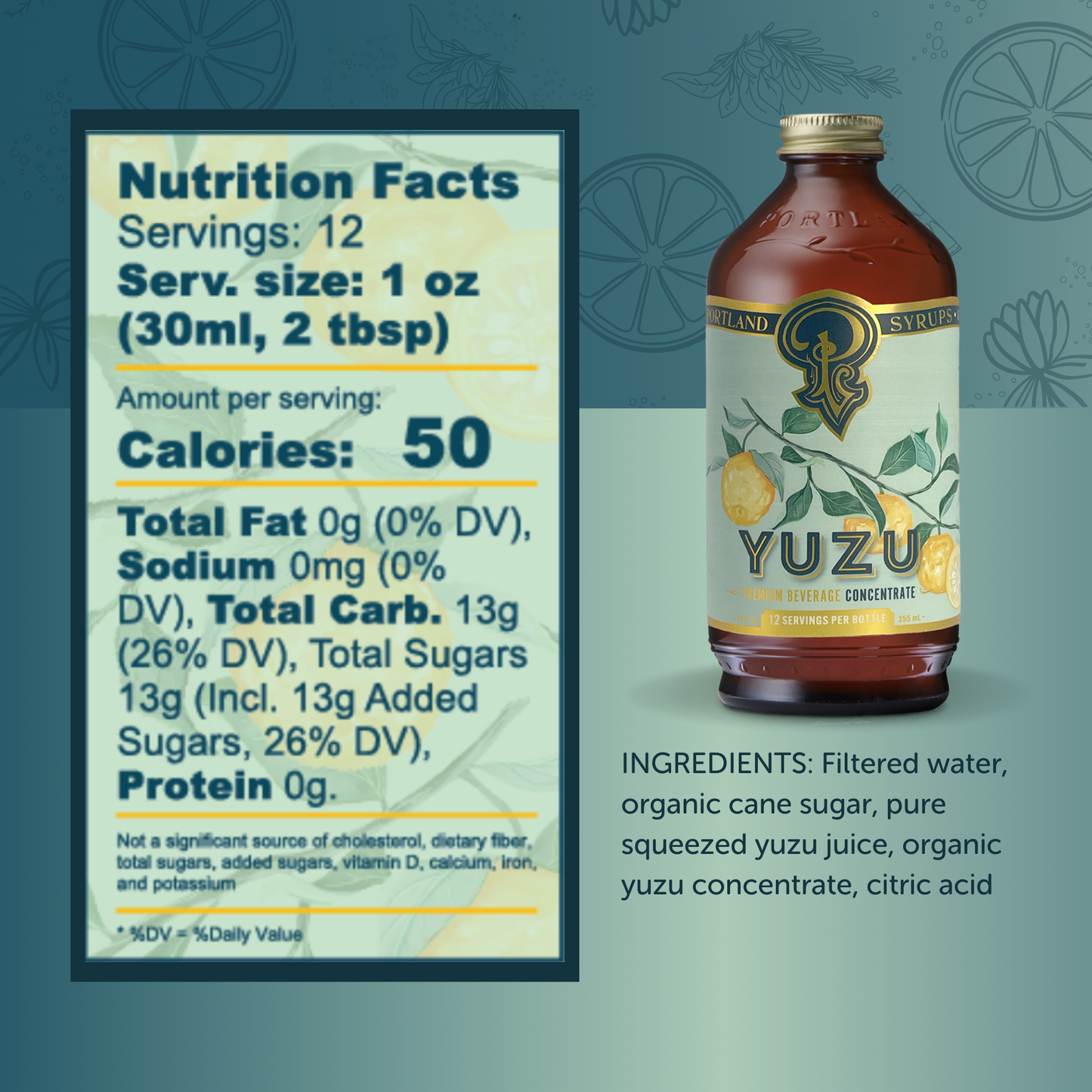 Portland Syrups - Yuzu Syrup 12oz - cocktail / mocktail mixer