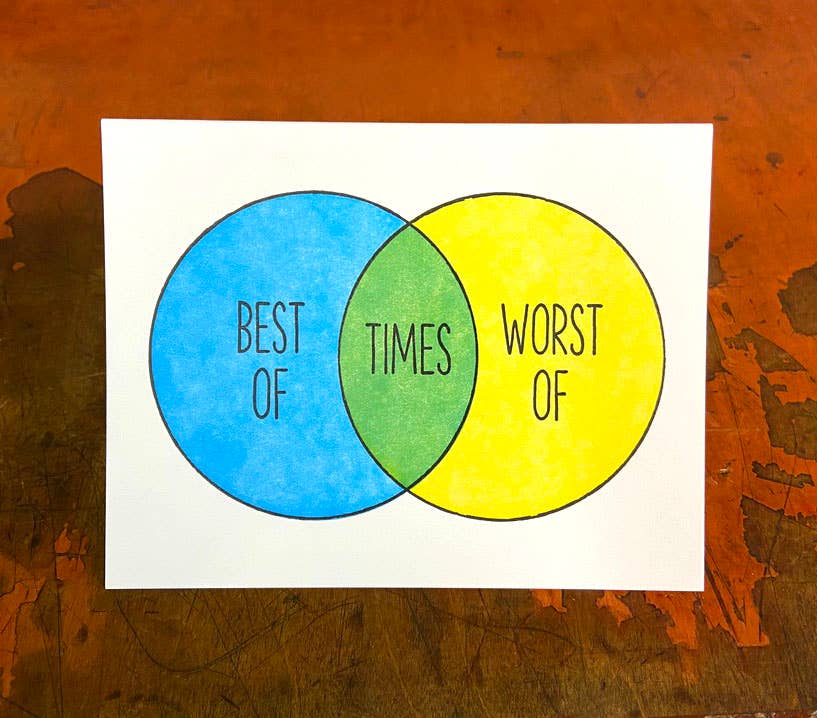 Lady Pilot Letterpress - Best/Worst Times Greeting Card