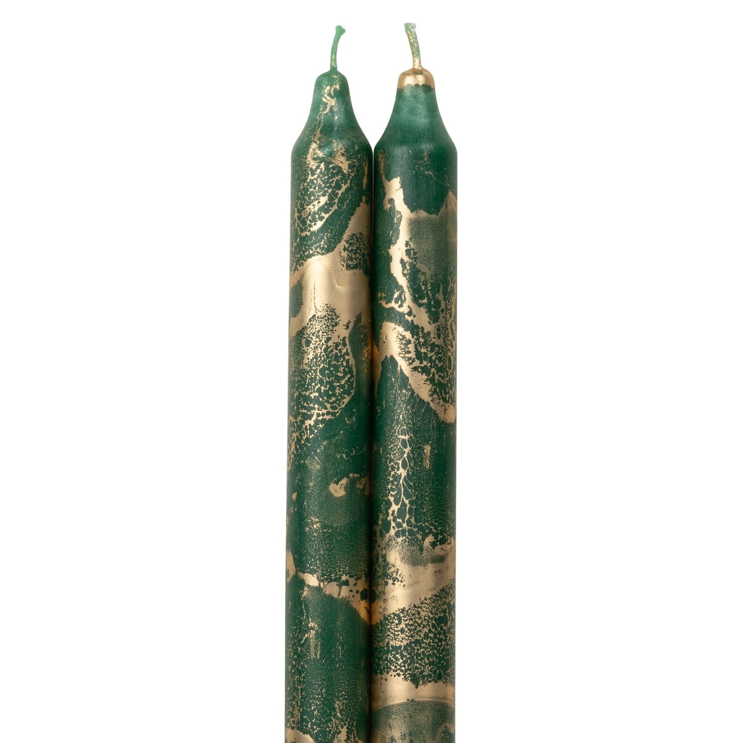 Northern Lights - 12" Decorative Taper 2pk: Hunter Green w/ Gold