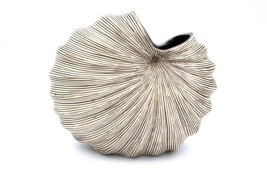 Art Floral Trading LLC - 1280W1 PALM S - WO 1 COCKLE Porcelain Ceramic Bud Vase