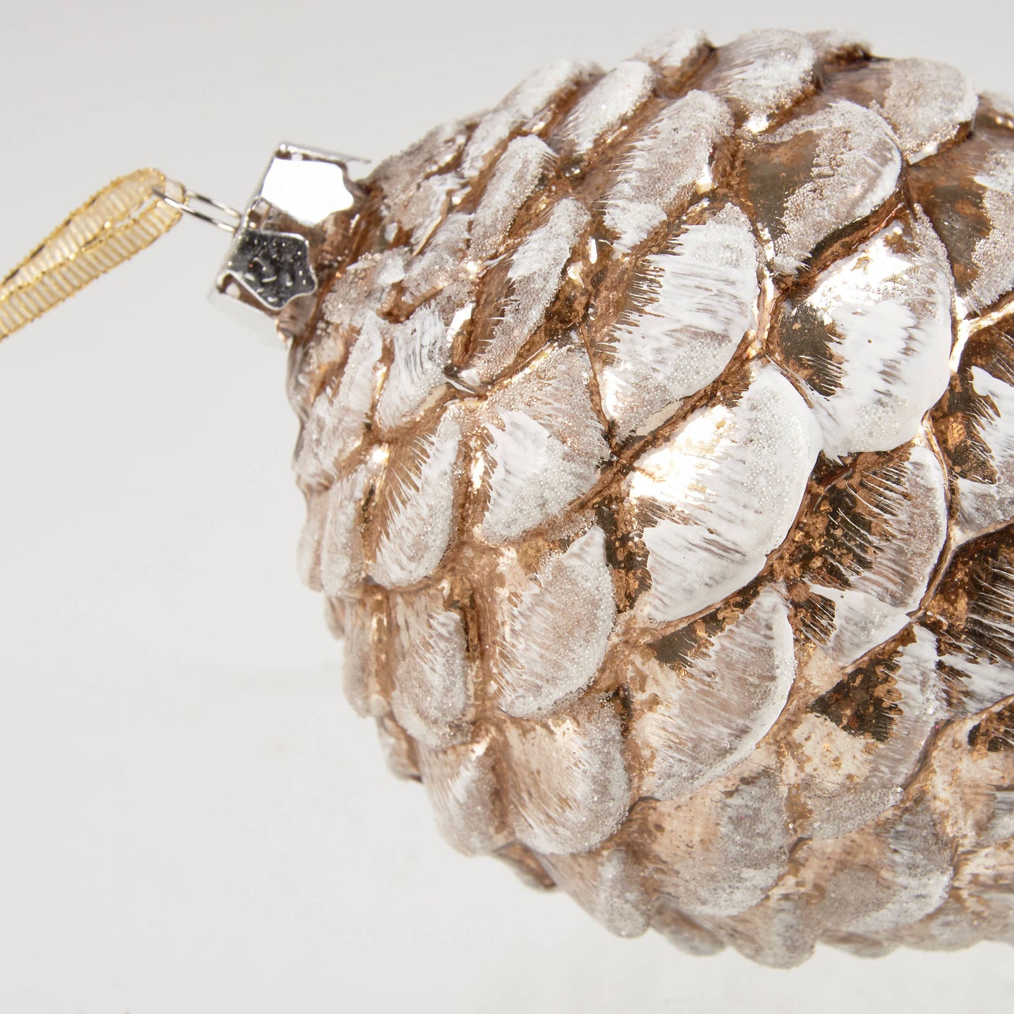 Primitives by Kathy - Glass Snowy Pinecone Christmas Ornament