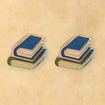 ZAD - Book Lovers Gold Book Stack Post Earrings