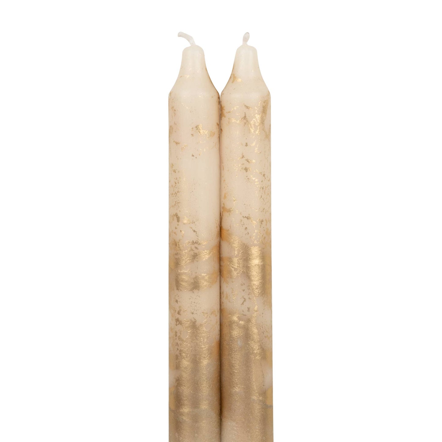 Northern Lights - 12" Decorative Taper 2pk - Cream w/ Gold: Cream w/ Gold