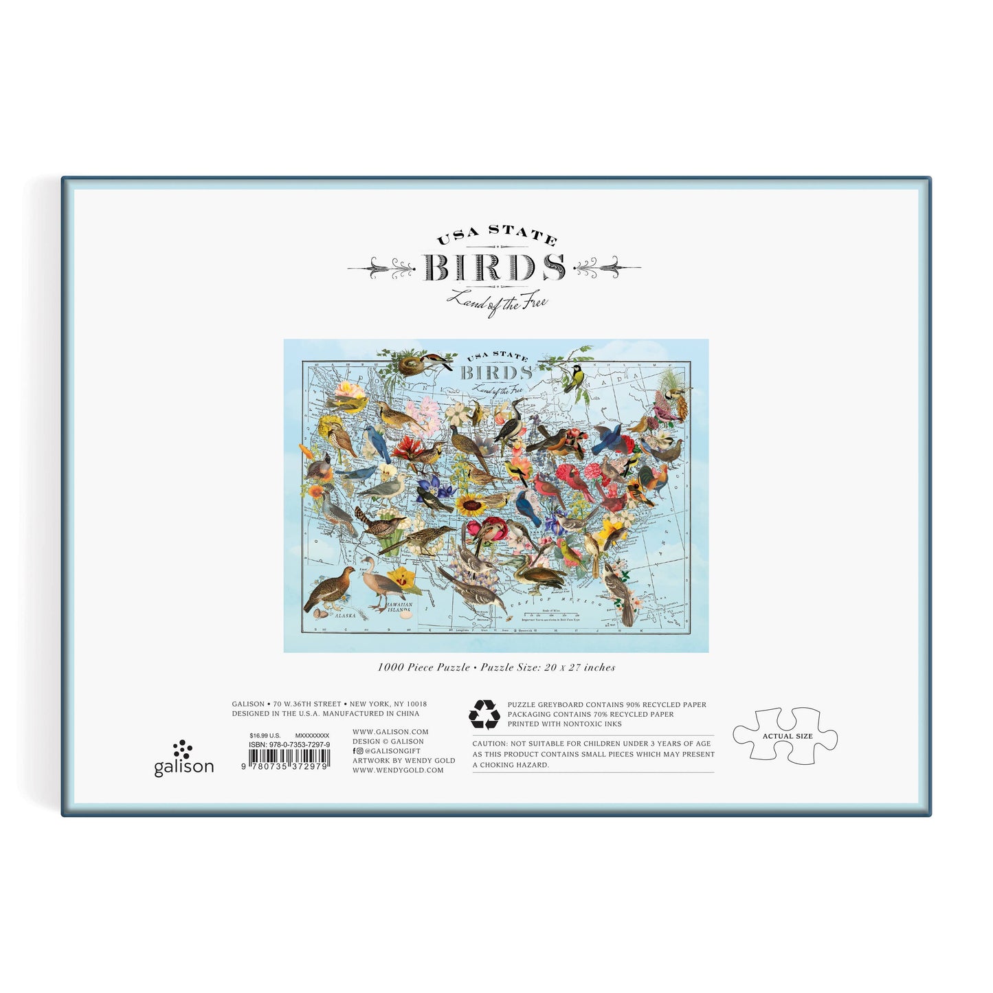 Chronicle Books - Wendy Gold State Birds 1000 Piece Puzzle