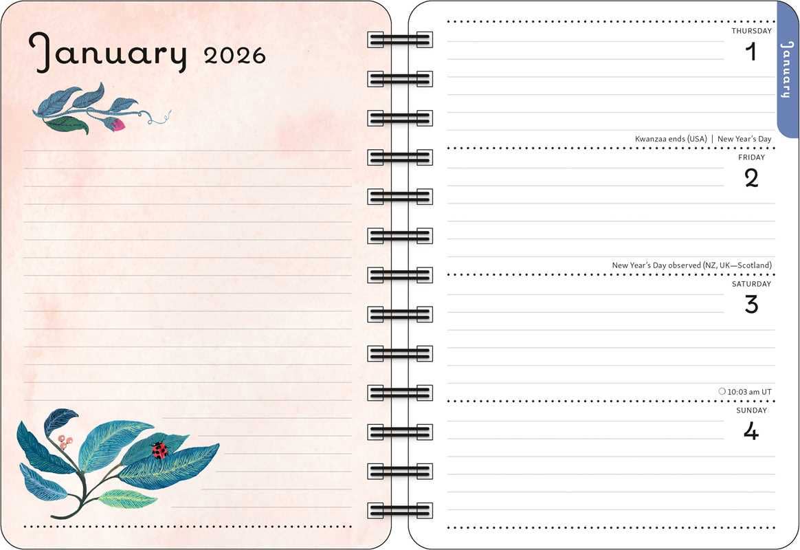 Flora & Fauna 2026 Weekly Planner Calendar by Malin  Gyllensvaan: Calendar; 224 pages / English