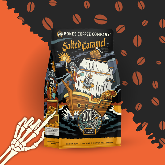 Bones Coffee Company - Salted Caramel Flavored Coffee | 12oz | Whole Bean & Ground: Ground