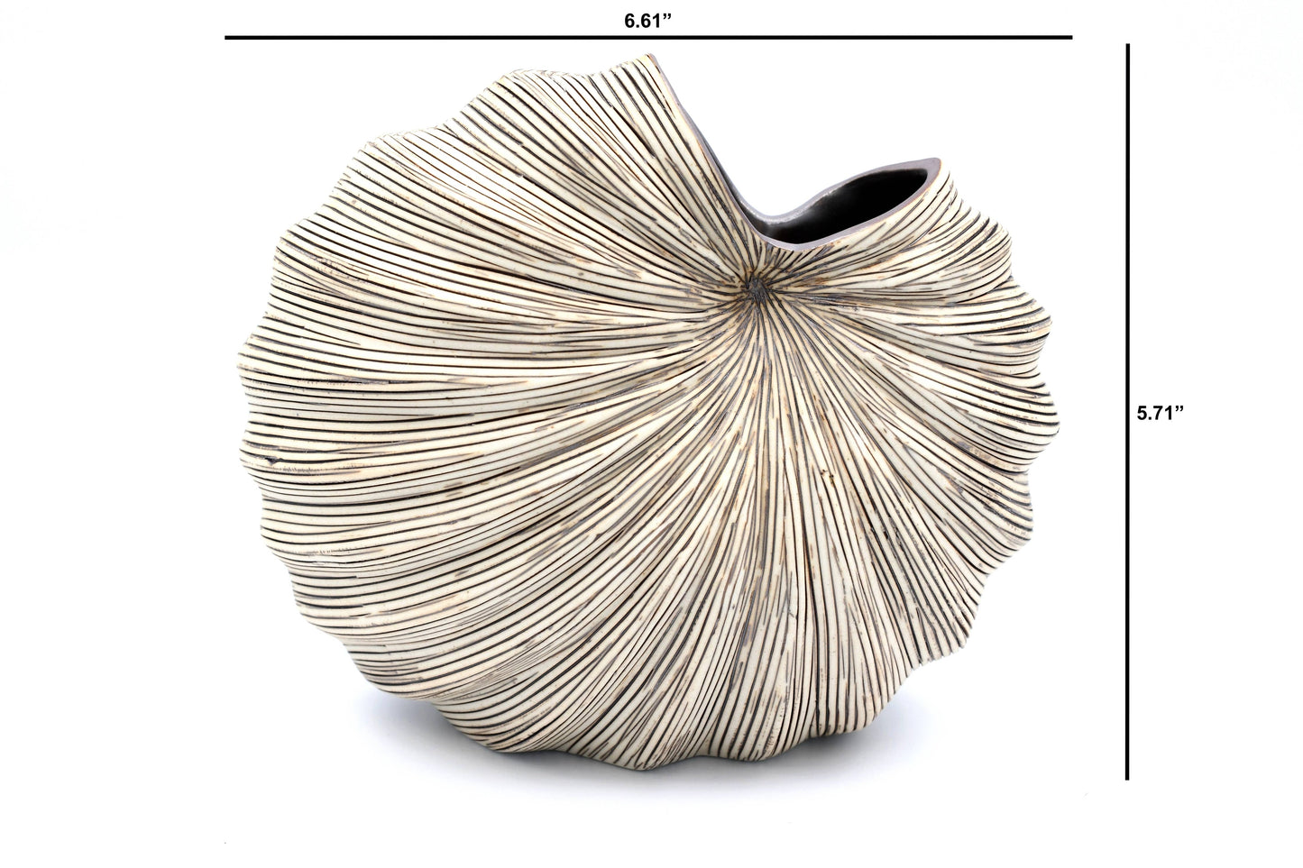 Art Floral Trading LLC - 1280W1 PALM S - WO 1 COCKLE Porcelain Ceramic Bud Vase