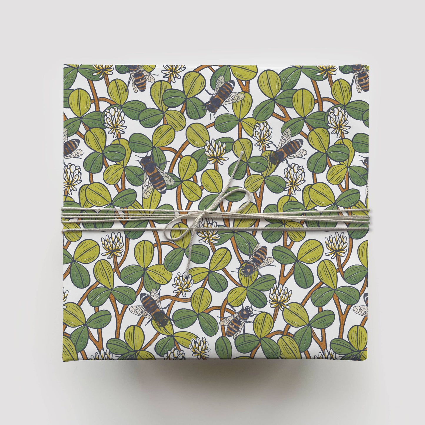 White Clover Gift Wrap: Roll of 3 Sheets - Root & Branch Paper Co.