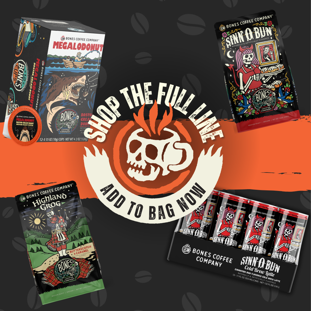 Bones Coffee Company - French Vanilla Flavored Coffee | 12oz | Whole Bean & Ground: Ground