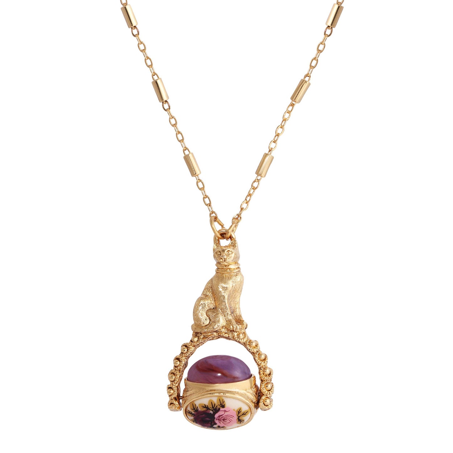 1928 Jewelry - 1928 Jewelry Manor House Pink & Purple Stone Spinner