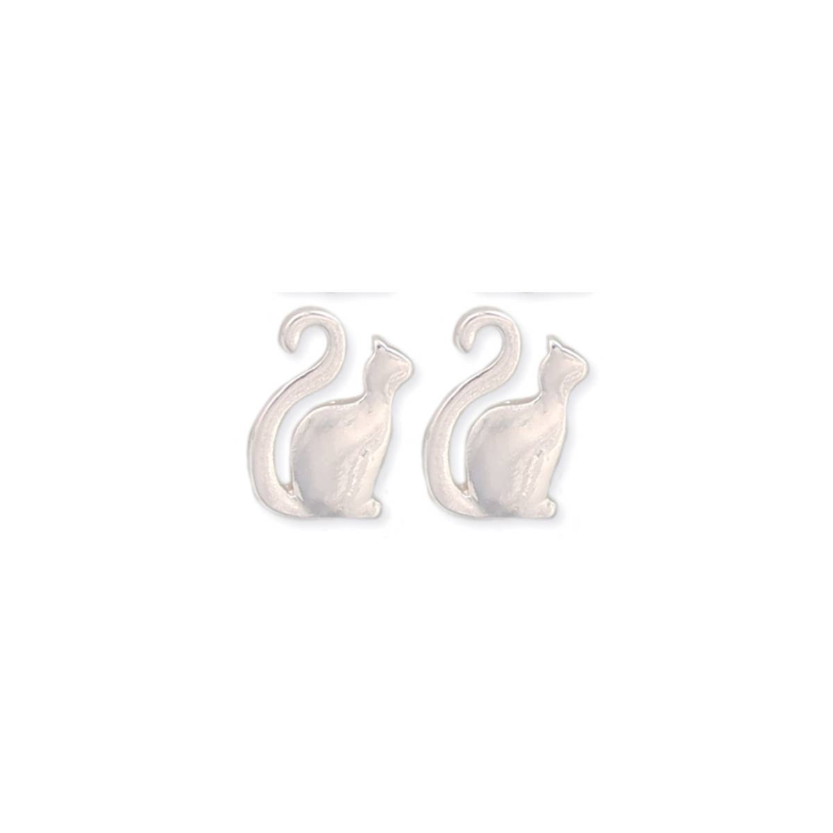 ZAD - Chat Noir Fine Art Silver Cat Post Earrings