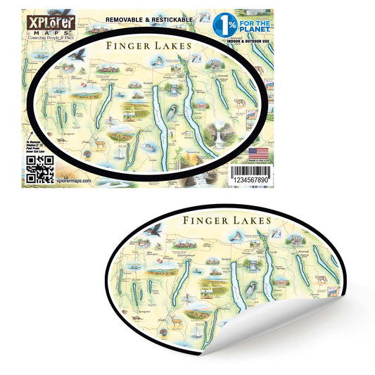 XPLORER MAPS - Finger Lakes, New York Map Stickers