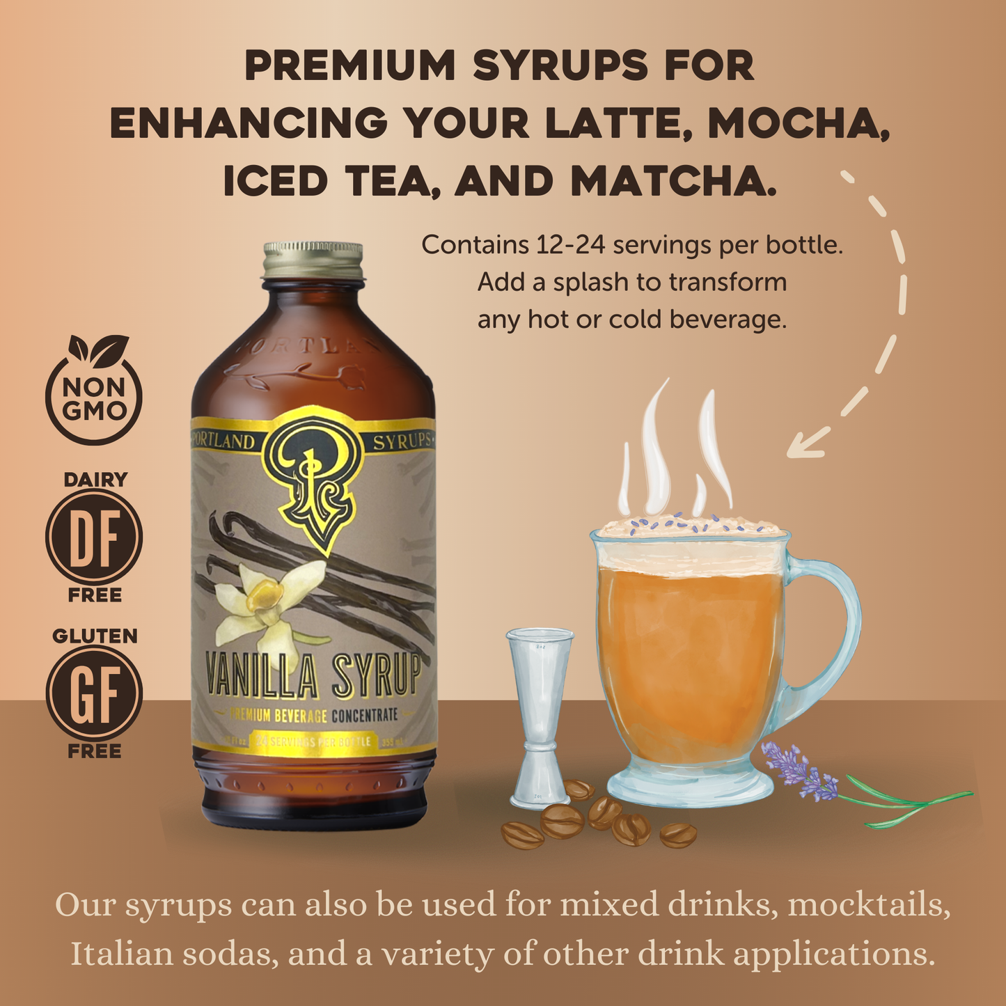 Portland Syrups - Vanilla Syrup 12 oz - Coffee Syrup