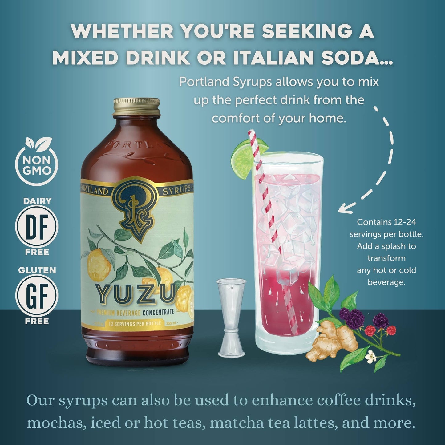 Portland Syrups - Yuzu Syrup 12oz - cocktail / mocktail mixer
