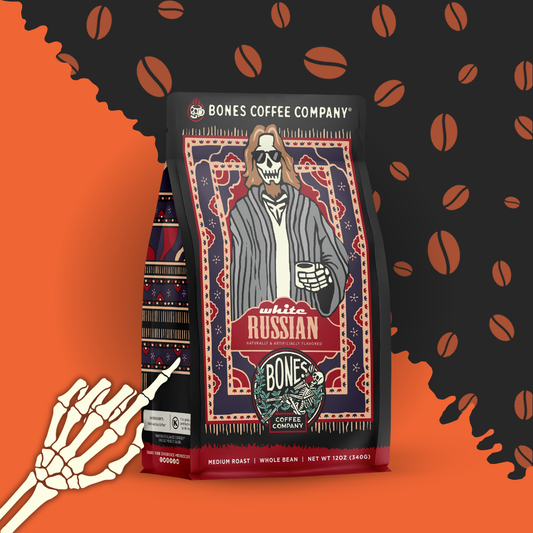 Bones Coffee Company - White Russian Flavored Coffee | 12oz | Whole Bean & Ground: Ground
