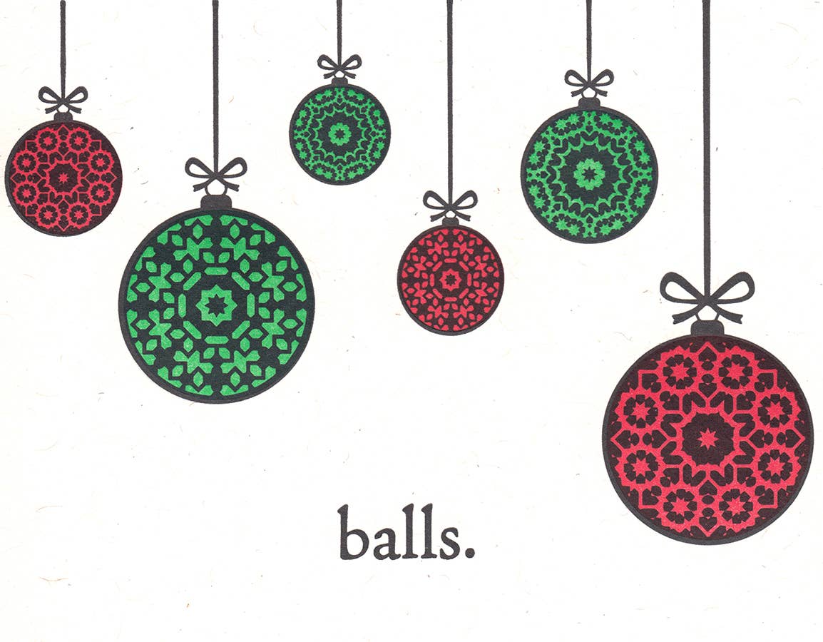 Lady Pilot Letterpress - Balls Holiday Greeting Card