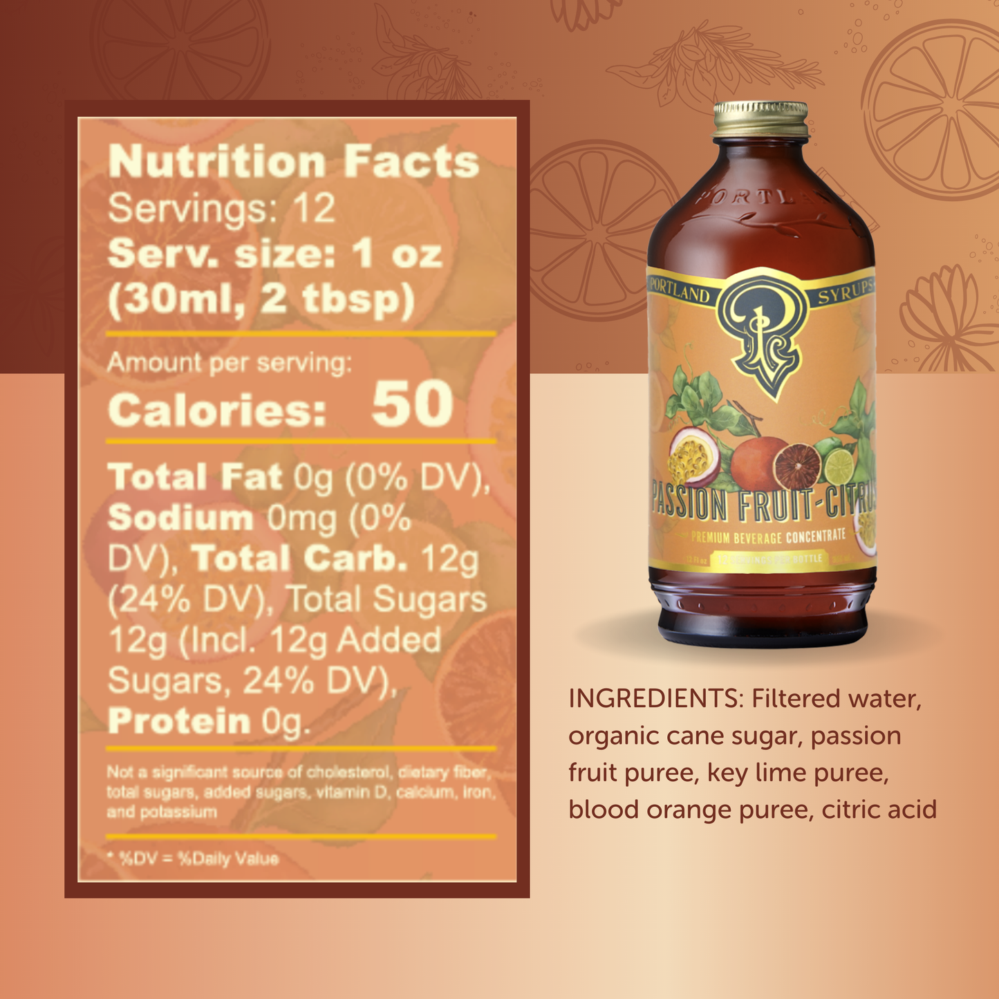Portland Syrups - Passion Fruit Citrus Syrup 12oz - cocktail / mocktail mixer