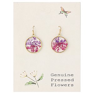 ZAD - Pink Purple Round Dried Flower Earrings
