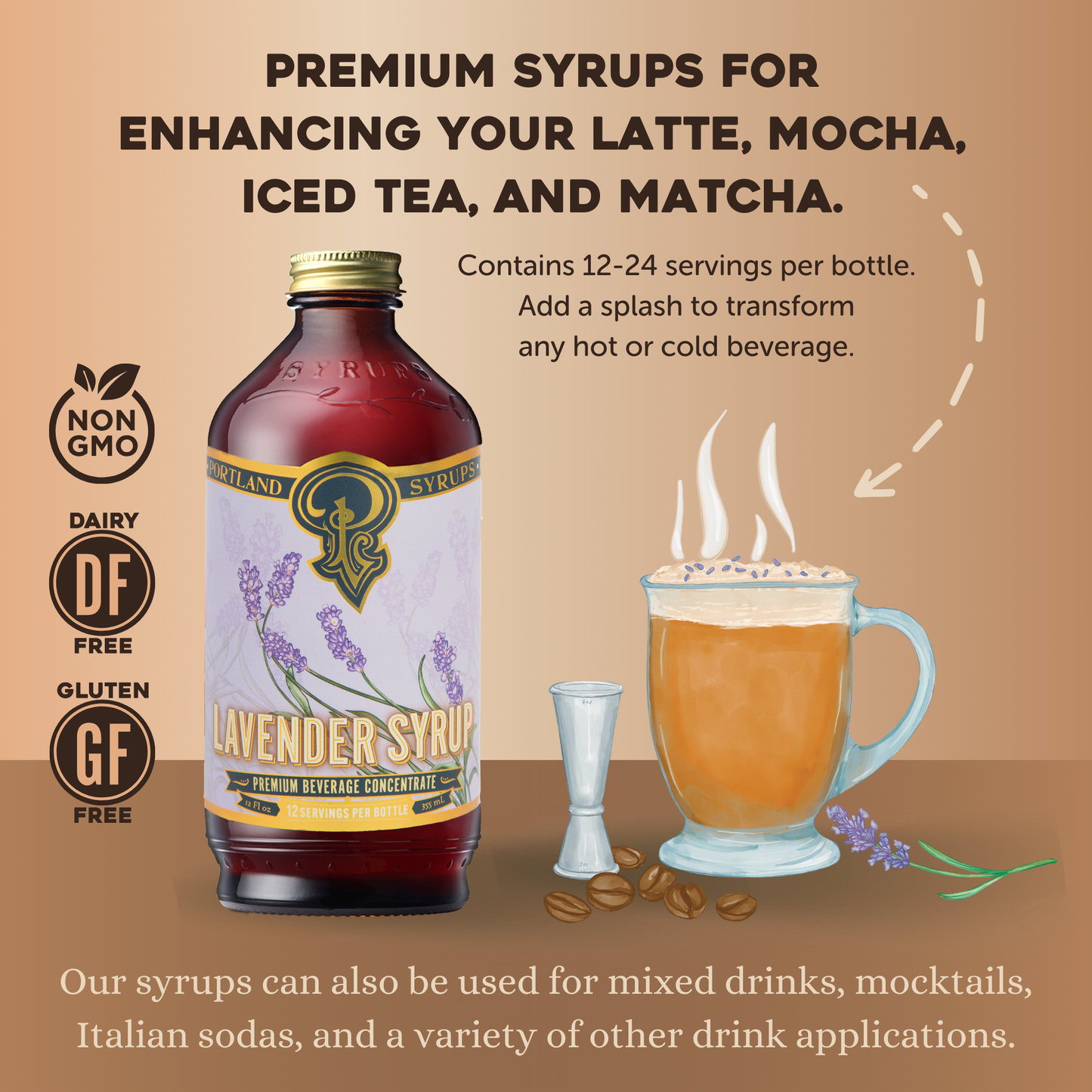 Portland Syrups - Lavender Syrup 12oz - cocktail / mocktail beverage mixer