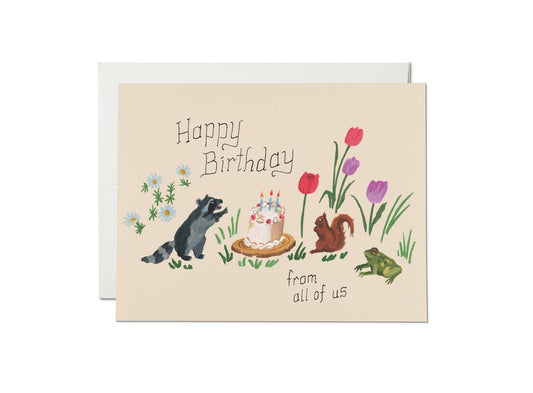 Red Cap Cards - Birthday Critters greeting card