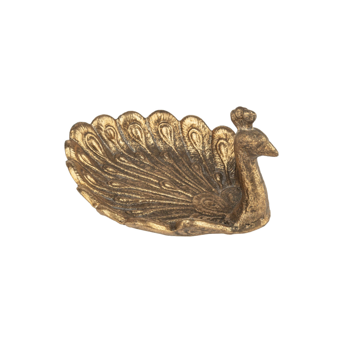 Silver Tree Home & Holiday - Cast iron peacock trinket tray, antique gold finish