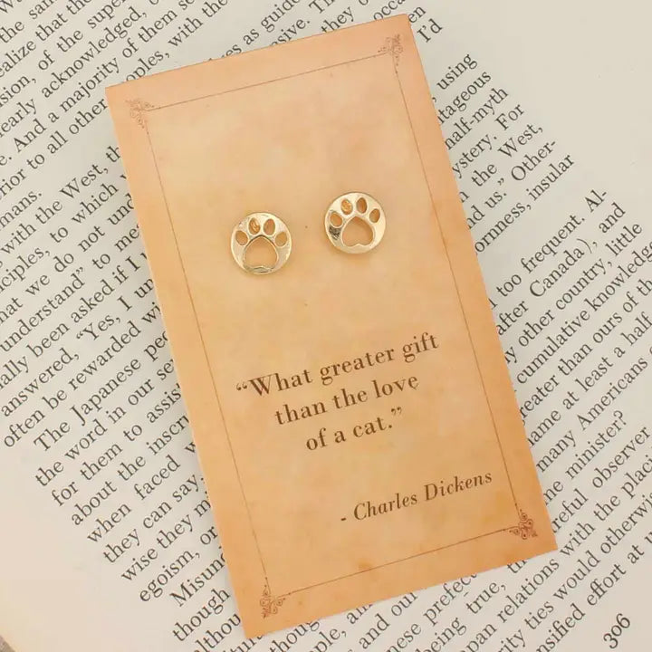 ZAD - Cat Paw Fine Art Silver Cat Post Earrings