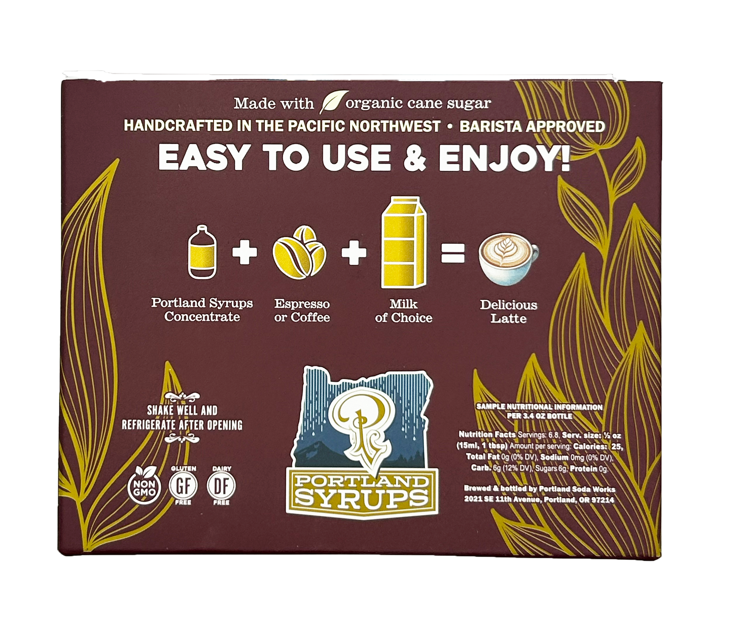 Portland Syrups - Gift Set - Coffee Syrups - Vanilla, Hazelnut, Caramel