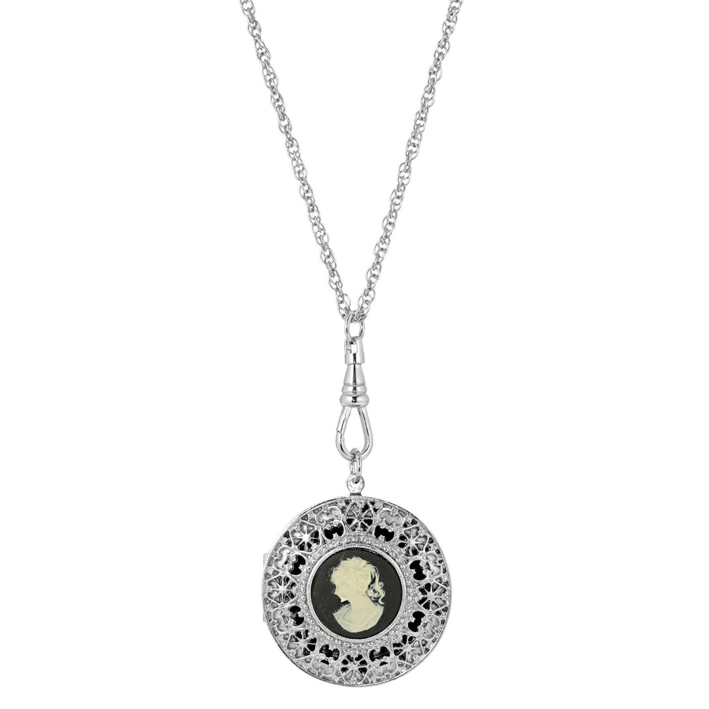 1928 Jewelry - 1928 Jewelry Cameo Round Ornate Filigree Pendant Locket: Gold