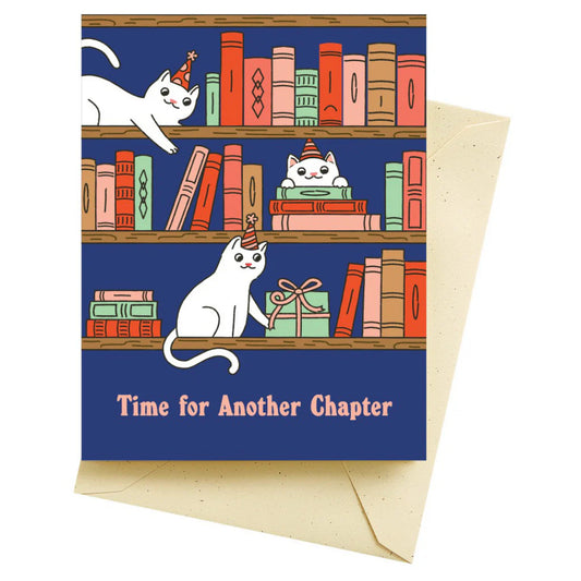 Bookshelf Cats Birthday Card