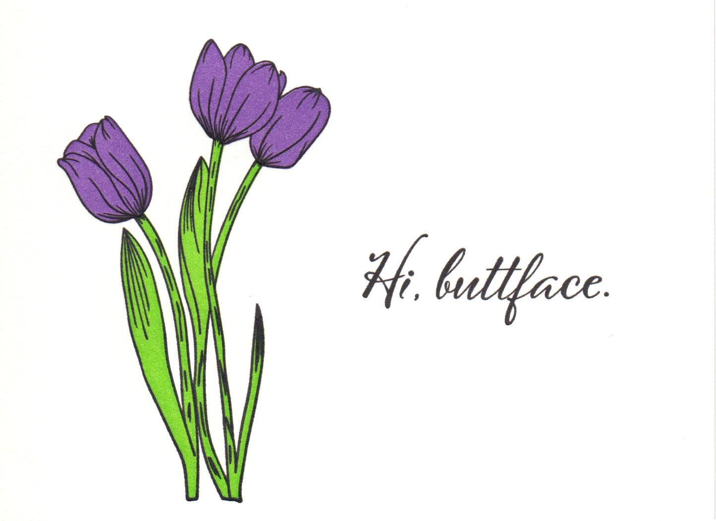 Lady Pilot Letterpress - Buttface Flower Greeting Card