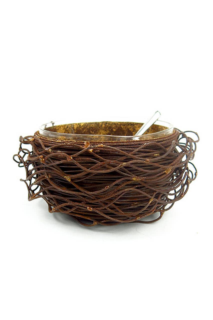 Gold Leafed Metal Birds Nest: Large