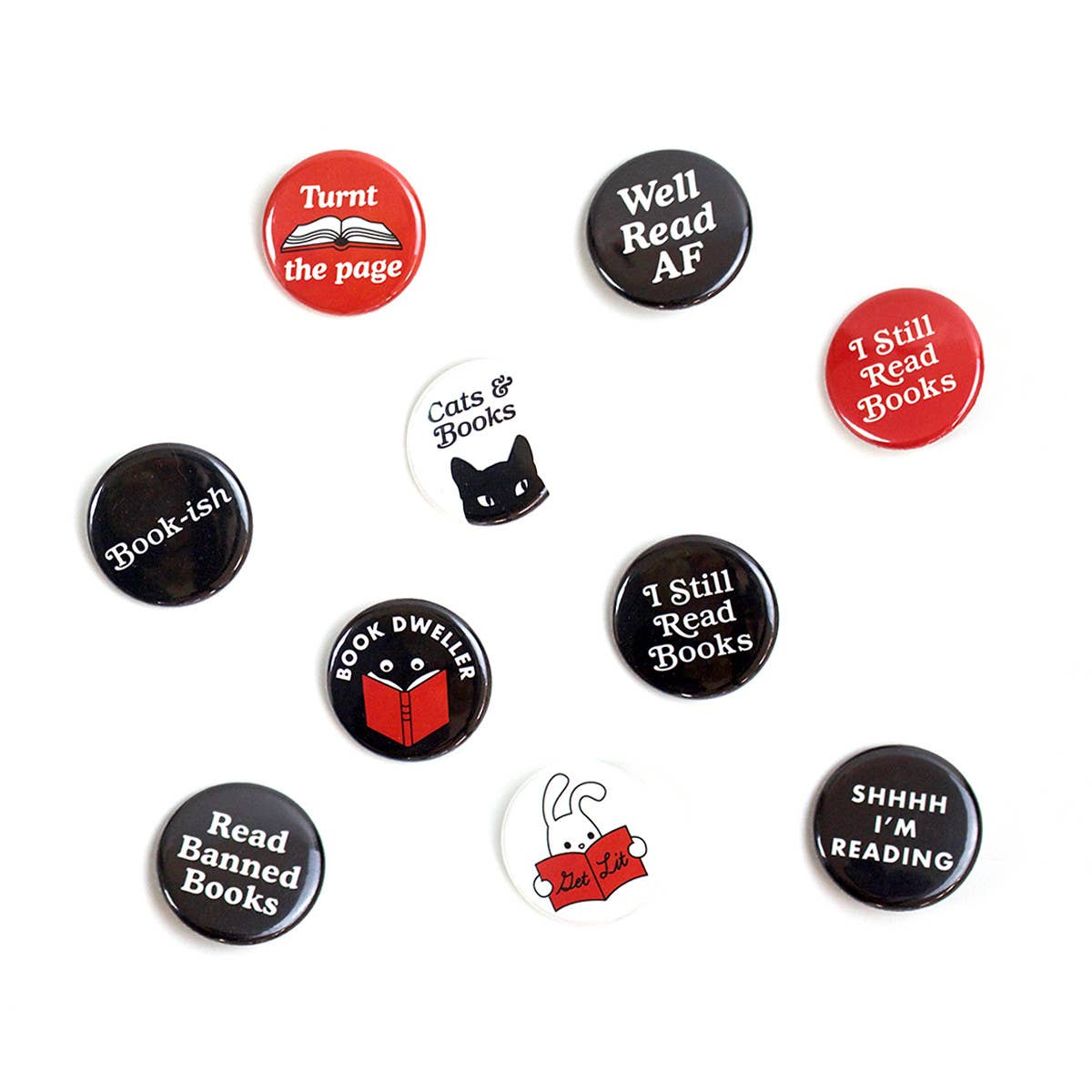 Seltzer Goods - Book Lover Buttons Assortment (132 Buttons)