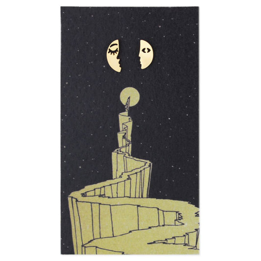 ZAD - Book Lovers Moon Face Post Earrings