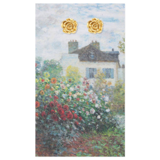 ZAD - Garden Dahlias Fine Art Gold Flower Earrings