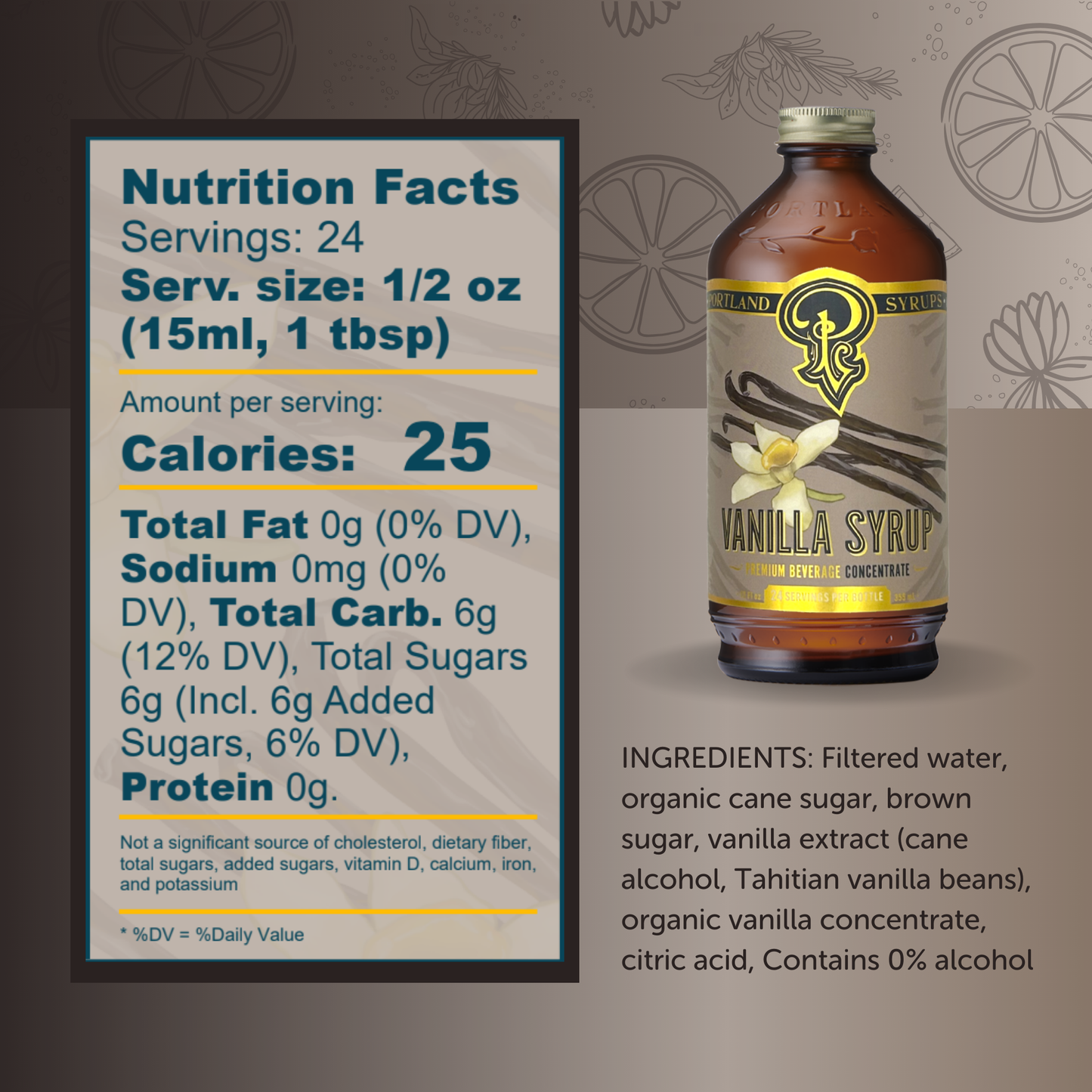 Portland Syrups - Vanilla Syrup 12 oz - Coffee Syrup