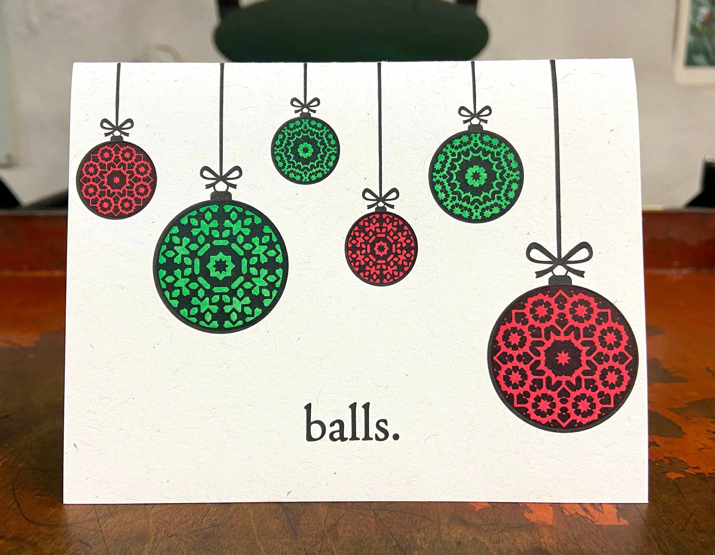 Lady Pilot Letterpress - Balls Holiday Greeting Card