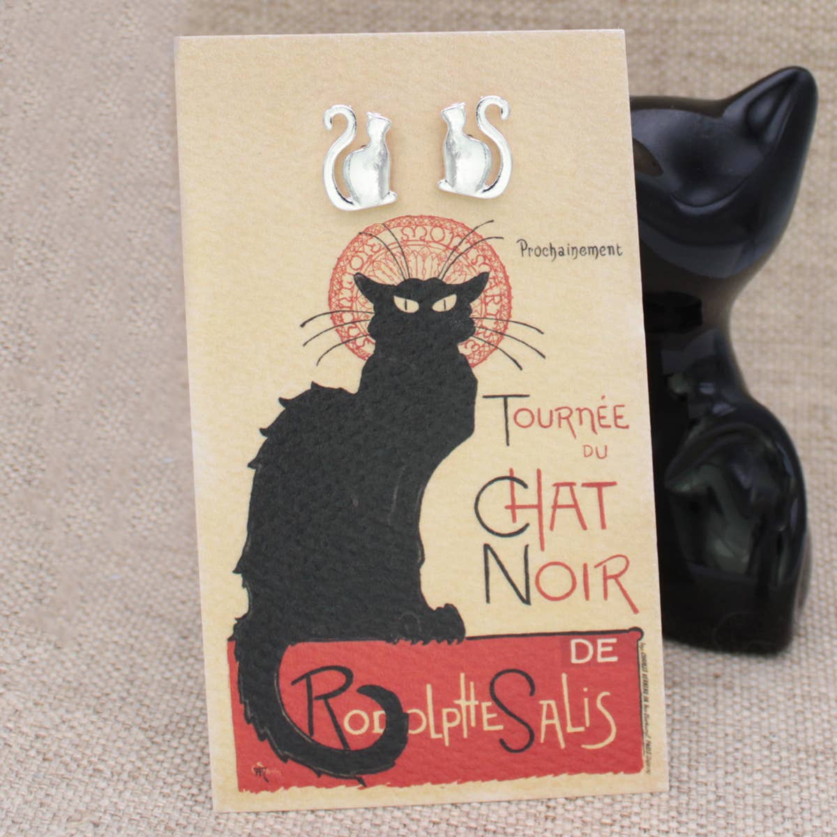 ZAD - Chat Noir Fine Art Silver Cat Post Earrings