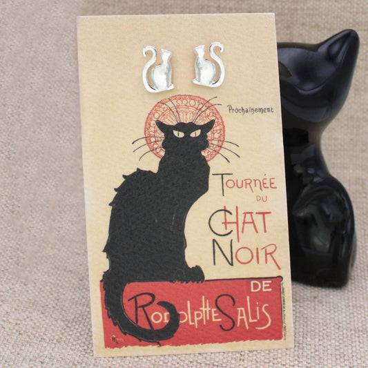 ZAD - Chat Noir Fine Art Silver Cat Post Earrings