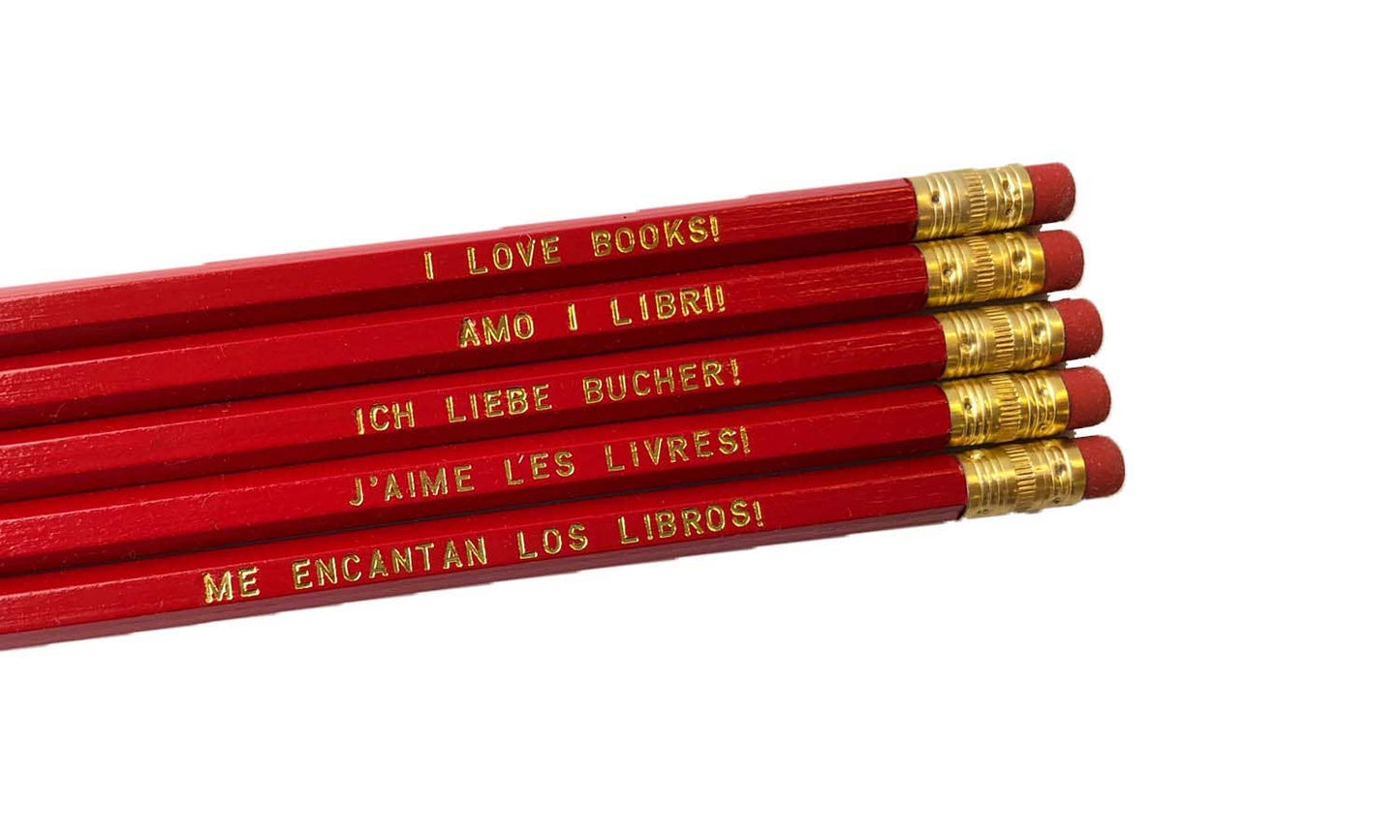 I LOVE BOOKS! Set of Pencils