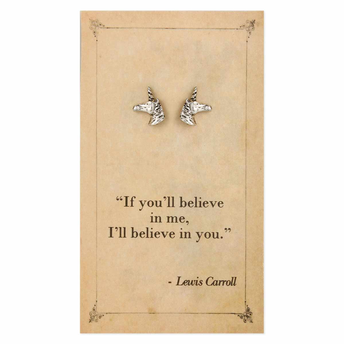 Literary Quotes Unicorn Post Earrings