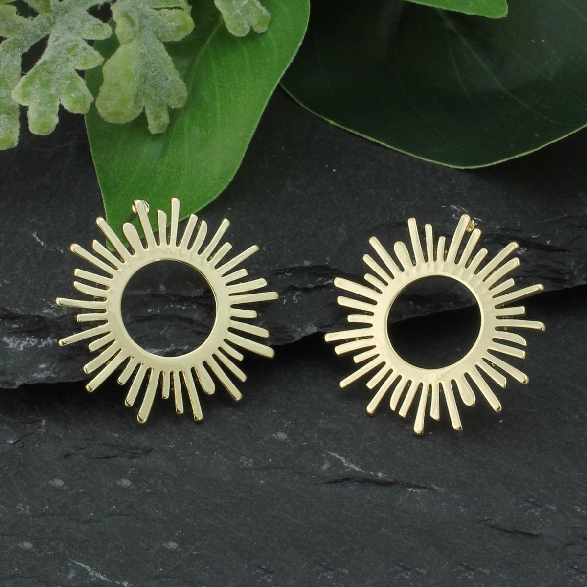 ZAD - Tribal Rays Sun Gold Post Earring